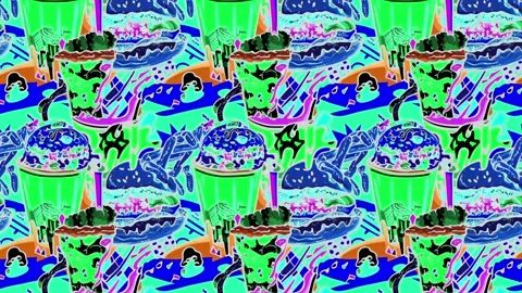 Pop-art pattern of vintage fast food — Vertical motion Video stock 307951995