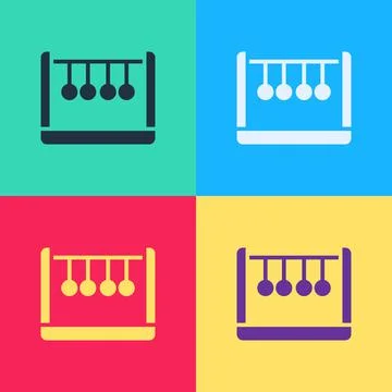 Pop art Pendulum icon isolated on color background. Newtons cradle. Vector イラスト素材
