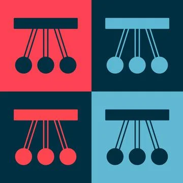 Pop art Pendulum icon isolated on color background. Newtons cradle. Vector Illustrazione stock
