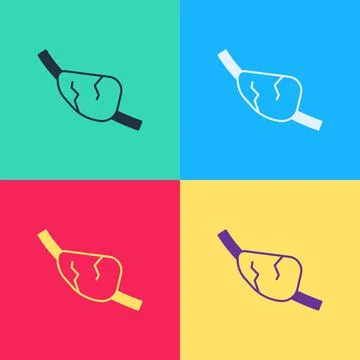 Pop art Pirate eye patch icon isolated on color background. Pirate accessory Stock Illustration