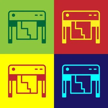 Pop art Plotter icon isolated on color background. Large format multifunction Stockillustratie