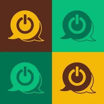 Pop art Power button icon isolated on color background. Start sign. Vector Illustrazione stock