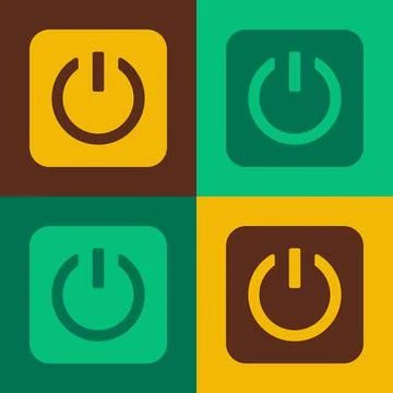 Pop art Power button icon isolated on color background. Start sign. Vector Stock Illustration