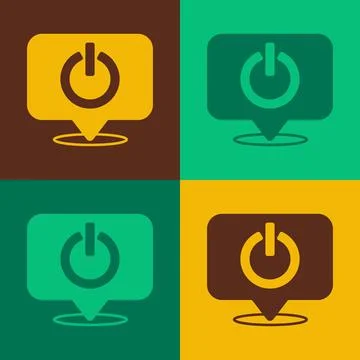 Pop art Power button icon isolated on color background. Start sign. Vector Stock Illustration