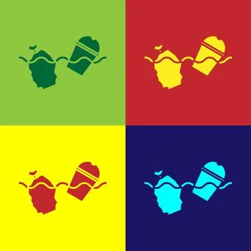 Pop art The problem of pollution of the ocean icon isolated on color background Stock Illustration