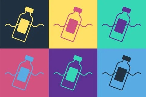 Pop art The problem of pollution of the ocean icon isolated on color background Illustrazione stock