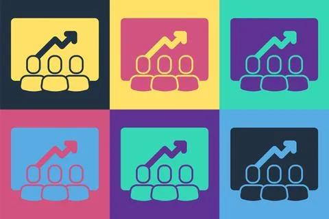 Pop art Project team base icon isolated on color background. Business analysis Illustrazione stock