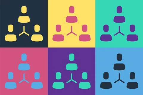 Pop art Project team base icon isolated on color background. Business analysis イラスト素材