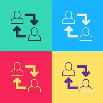 Pop art Project team base icon isolated on color background. Business analysis Illustrazione stock