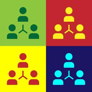 Pop art Project team base icon isolated on color background. Business analysis イラスト素材