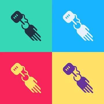 Pop art Prosthesis hand icon isolated on color background. Futuristic concept 스톡 일러스트