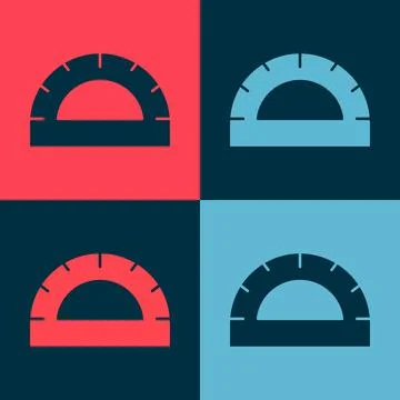 Pop art Protractor grid for measuring degrees icon isolated on color background Stock Illustration