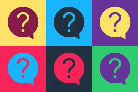 Pop art Question mark in circle icon isolated on color background. Hazard Stockillustratie