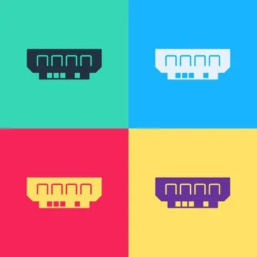 Pop art RAM, random access memory icon isolated on color background. Vector Illustrazione stock