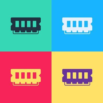Pop art RAM, random access memory icon isolated on color background. Vector Illustrazione stock