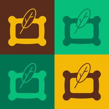 Pop art Rectangular pillow icon isolated on color background. Cushion sign... 스톡 일러스트