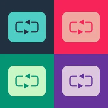 Pop art Repeat button icon isolated on color background. Vector Stock Illustration