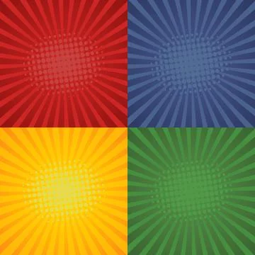 Pop art retro backgrounds in comic design. Set starburst backgrounds. Vector Stock Illustration