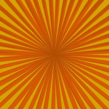 Pop art retro comic background, yellow color, lightning blast halftone dots.  Illustrazione stock
