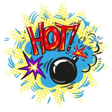 Pop art retro comic speech bubble with exploding bomb Stock Illustration