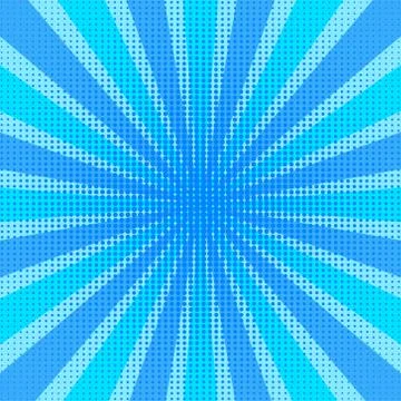 Pop art retro comic style blue stripped background raster gradient halftone, Stock Illustration