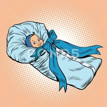 Pop art retro newborn infant, medical health and pregnancy Stock Illustration