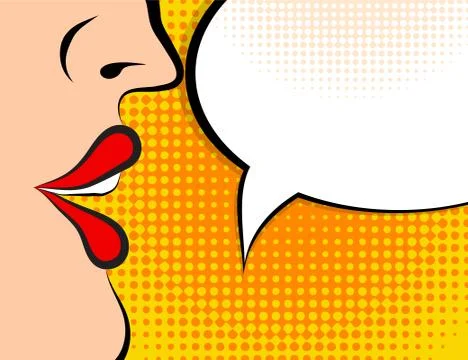 Pop art retro style comic book panel with girl talking nonsense small talk ch Ilustración de archivo