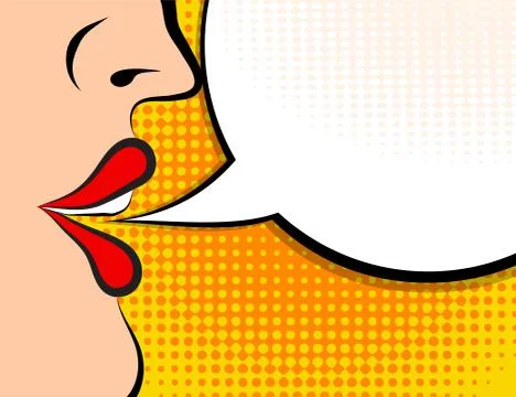 Pop art retro style comic book panel with girl talking nonsense small talk ch Stock Illustration