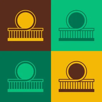 Pop art Roller coaster icon isolated on color background. Amusement park. C.. Stockillustratie
