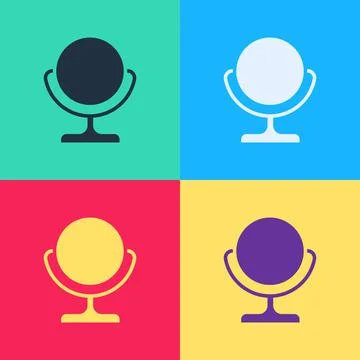 Pop art Round makeup mirror icon isolated on color background. Vector Illustrazione stock