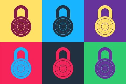 Pop art Safe combination lock wheel icon isolated on color background イラスト素材