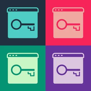 Pop art Secure your site with HTTPS, SSL icon isolated on color background 스톡 일러스트