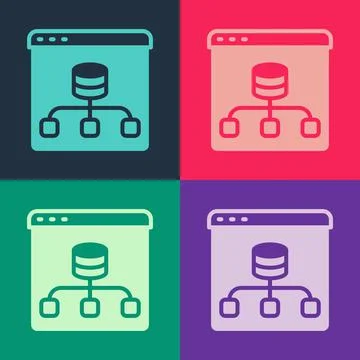 Pop art Server, Data, Web Hosting icon isolated on color background. Vector Stock Illustration