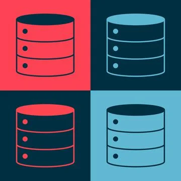 Pop art Server, Data, Web Hosting icon isolated on color background.  Vector Stock Illustration