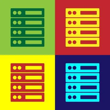 Pop art Server, Data, Web Hosting icon isolated on color background.  Vector 스톡 일러스트