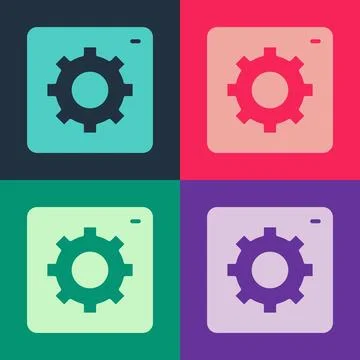 Pop art Setting icon isolated on color background. Tools, service, cog, gea.. Stock Illustration