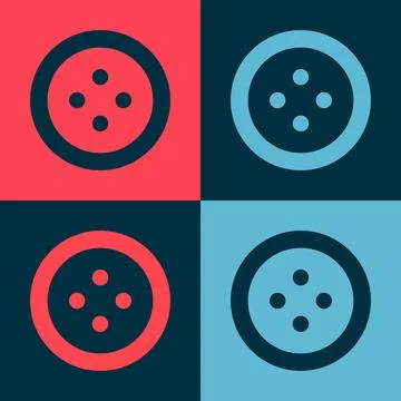 Pop art Sewing button for clothes icon isolated on color background. Clothing Stock Illustration