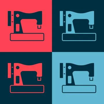 Pop art Sewing machine icon isolated on color background. Vector Illustrazione stock