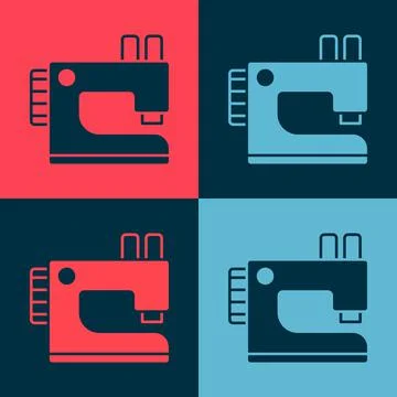 Pop art Sewing machine icon isolated on color background. Vector Illustrazione stock