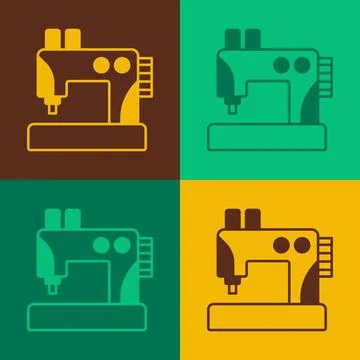 Pop art Sewing machine icon isolated on color background. Vector Stock Illustration