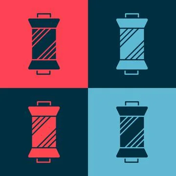 Pop art Sewing thread on spool icon isolated on color background. Yarn spool Stock Illustration