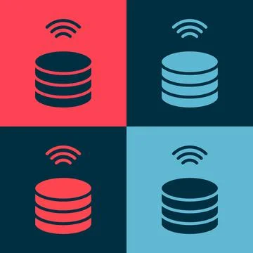 Pop art Smart Server, Data, Web Hosting icon isolated on color background. .. Stock Illustration