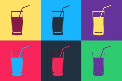 Pop art Soft drink icon isolated on color background. Vector Stock Illustration