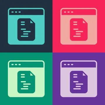 Pop art Software, web developer programming code icon isolated on color Stock Illustration