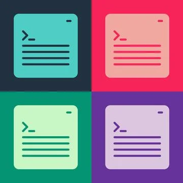 Pop art Software, web developer programming code icon isolated on color Stock Illustration