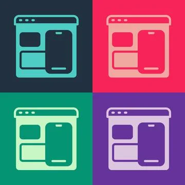 Pop art Software, web developer programming code icon isolated on color Stock Illustration