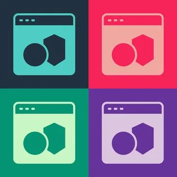 Pop art Software, web developer programming code icon isolated on color Stock Illustration