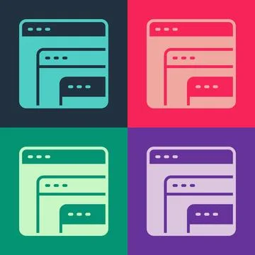 Pop art Software, web developer programming code icon isolated on color bac.. Illustrazione stock