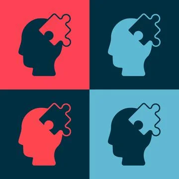 Pop art Solution to the problem in psychology icon isolated on color background Illustrazione stock