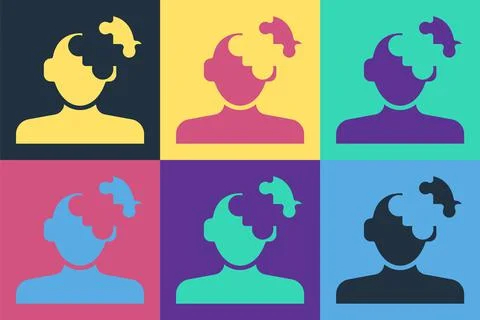 Pop art Solution to the problem in psychology icon isolated on color background Illustrazione stock